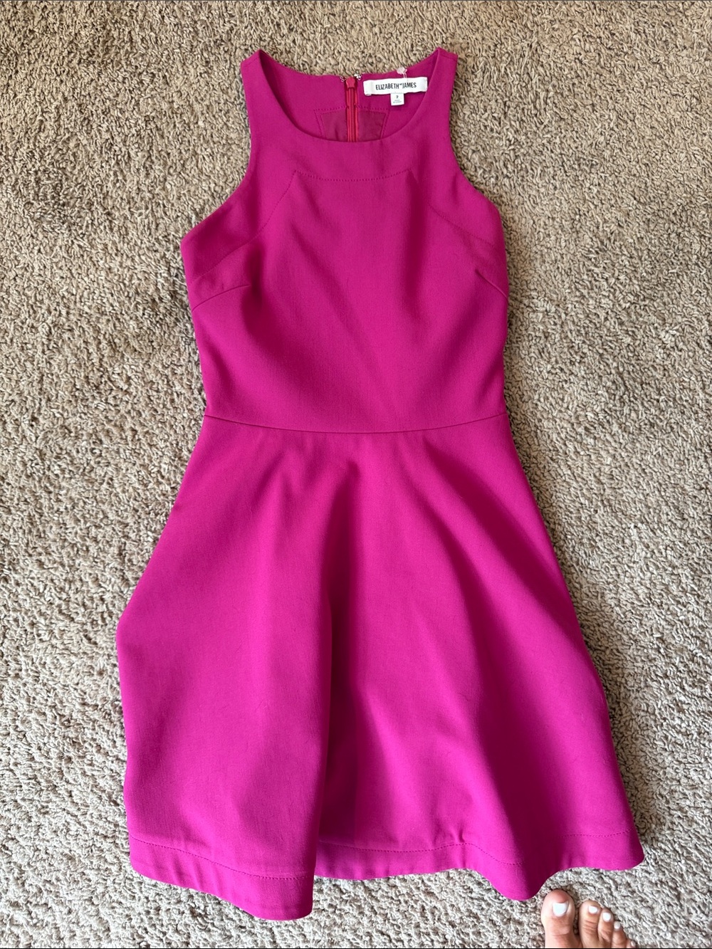 Elizabeth and James Fuchsia Pink Fit-and-Flare Dress